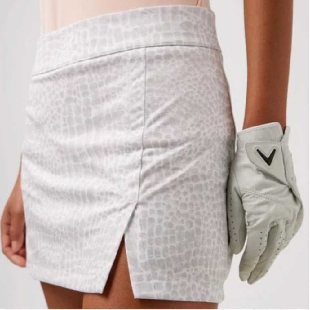 J. Lindeberg Amelie Print Golf Skirt Skort Micro Chip Croco Gray White Small